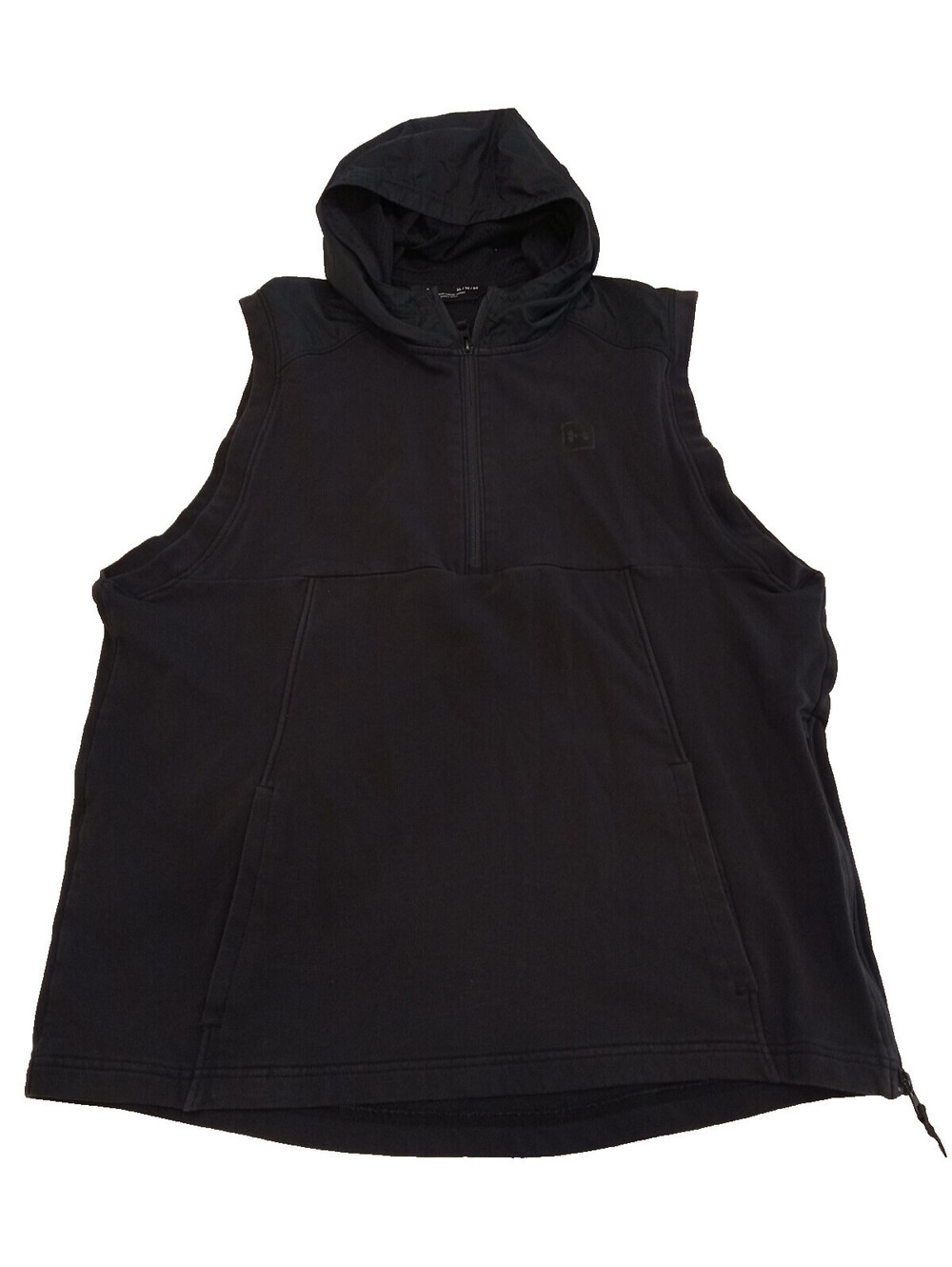 Under Armour Sleeveless Hoodie Mens XL Black 1/4 Zip Vest Kangaroo Pocket